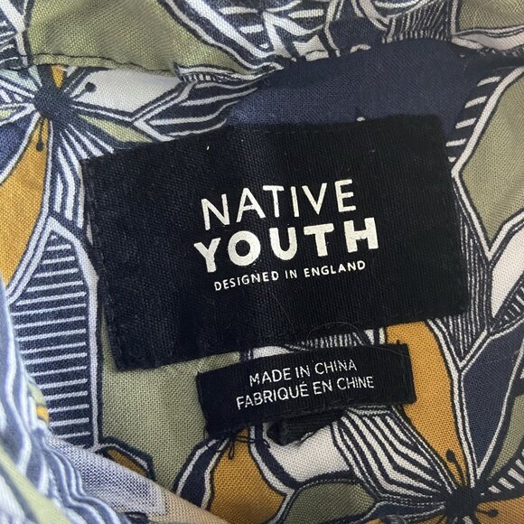Native Youth Geo Flora Short Sleeve Button-Down Shirt ASO John B Outer Banks - Picture 4 of 8